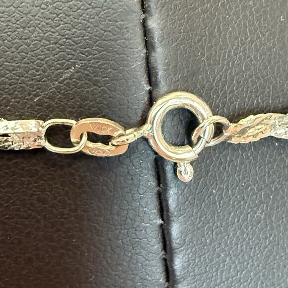 Vintage 925 Sterling Silver 19.5” Braided Herringbone Necklace Signed Vior Italy - Picture 3 of 6
